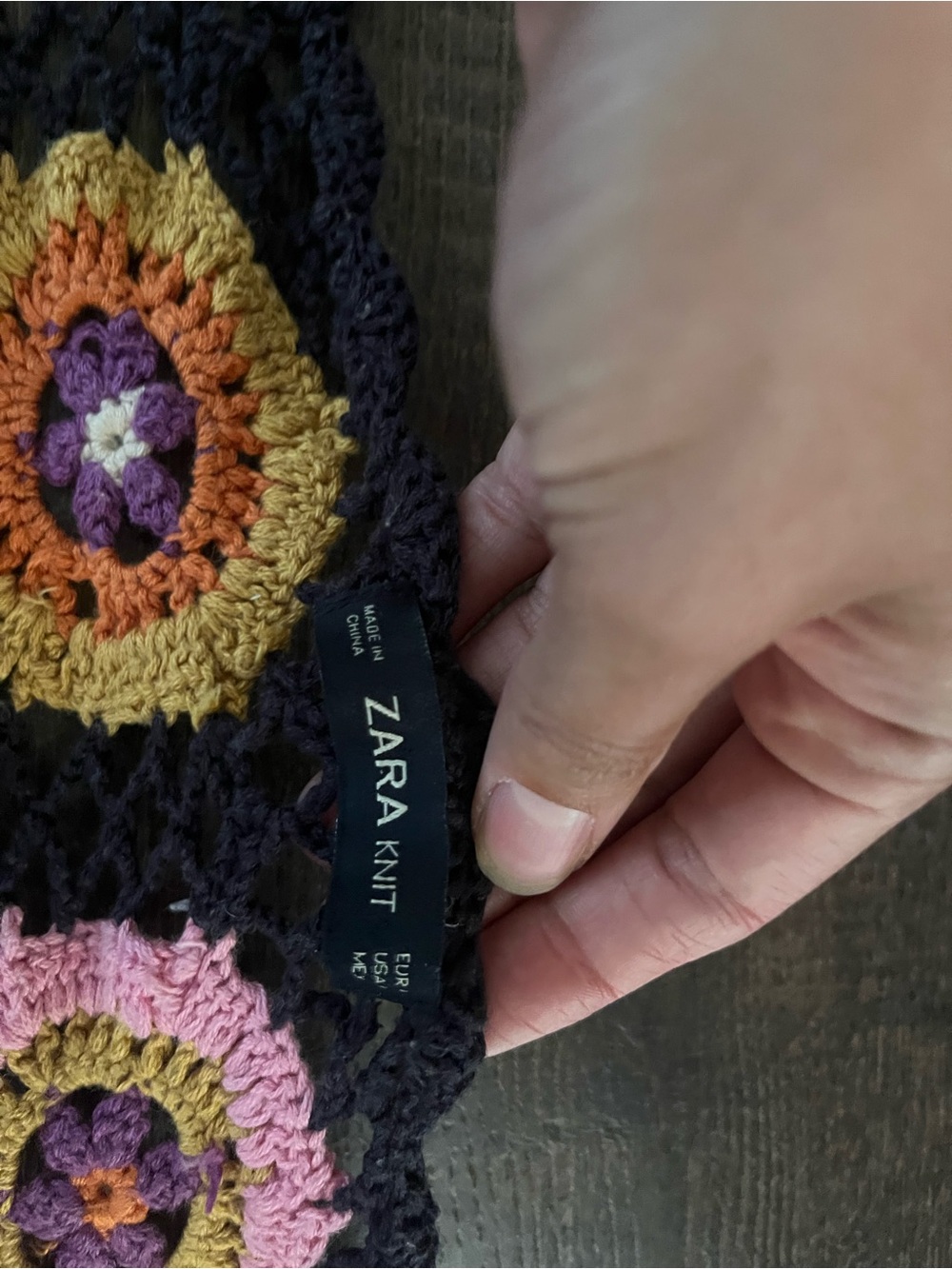 Bohemian Zara Crochet Motif Off-Shoulder Sweater - Black & Multicolor - Picture 3 of 3